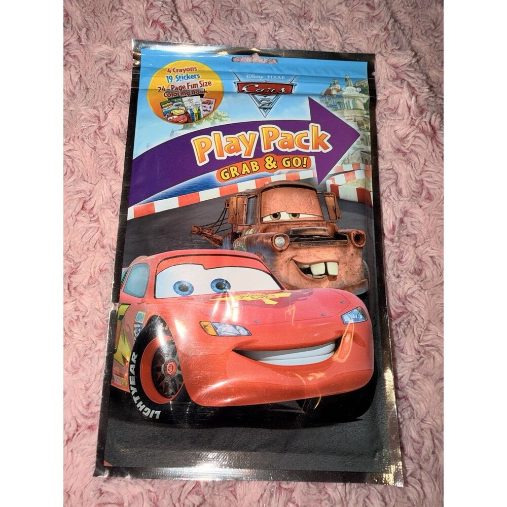 Disney Pixar Cars 2 Play Pack Grab & Go Lightning McQueen Matter Race Color Book